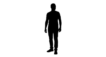 Obraz premium Silhouette of a man standing against a white background, representing individuality and presence.