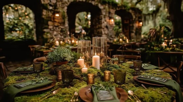 Rustic wedding reception decor