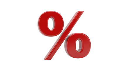 Isolated 3D-rendered percentage symbol with simple design showing finance and mathematics concept