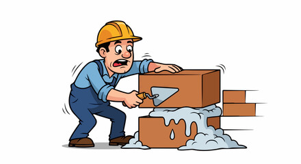 Construction worker installing bricks with cement, building construction, showing manual labor. Construction worker wearing helmet, is applying mortar to bricks, manual labor.
