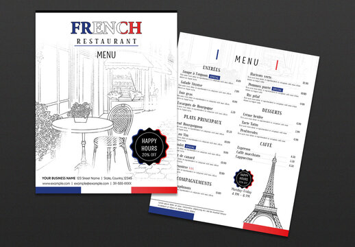 Layout of Menu for French Restaurant