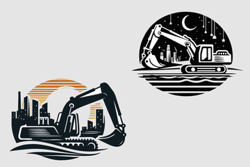 This is a vector image of an excavator suitable for heavy equipment company logo designs, banners, posters, flyers, heavy equipment rentals, mechanics, repairs, maintenance, drivers, t-shirts, jackets