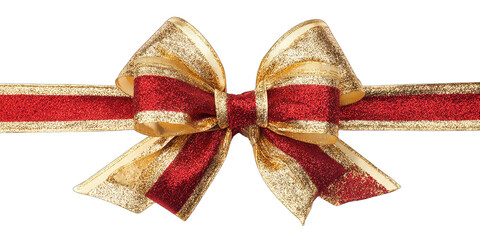 Festive gold and red ribbon bow