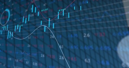 Displaying financial chart on trading interface, with candlesticks, trend lines, numeric labels