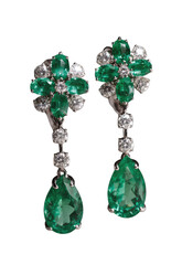 Elegant emerald and diamond dangle earrings
