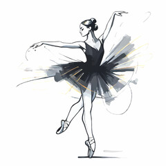 classic ballet dancer pencil sketch vector illustration