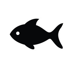 Obraz premium Stylized black fish silhouette with a simple round eye on white background