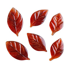 Red leaf-shaped objects on black