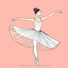 ballerina dancing pose cartoon vector illustration