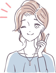 ウインクをする笑顔の女性のベクターイラスト素材