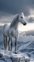 Obraz premium white horse in winter