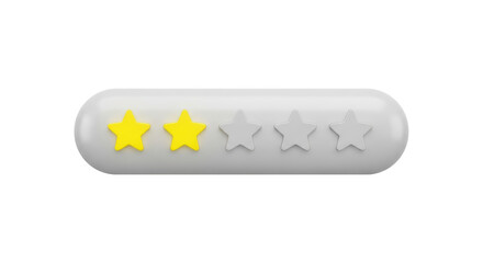 Isolated Customer review with two golden stars, positive rating, service satisfaction, product