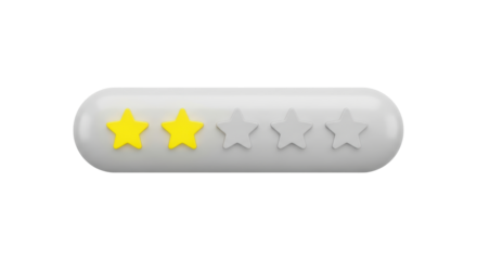Isolated Customer review with two golden stars, positive rating, service satisfaction, product