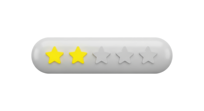 Isolated Customer review with two golden stars, positive rating, service satisfaction, product - Powered by Adobe