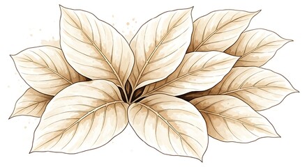 Delicate botanical illustration of faded autumn leaves