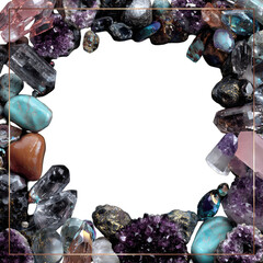 Crystals frame on black