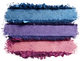 Close-up of three eyeshadow color swatches
