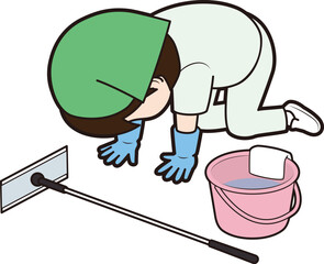 挫折する女性クリーンスタッフ