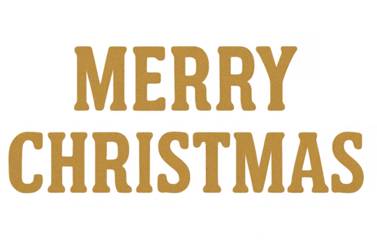 Merry christmas golden text on transparent background