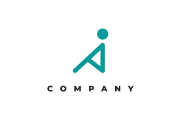 letter a like a man sitting logo design