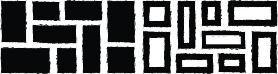 Set of paint brush grunge border frame. Grunge frame. black grunge rectangles on a white background. Vector brush rectangle grunge shape. Paint brush stamp collection. vector illustration