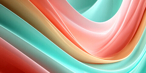 Abstract fluid waves with red, yellow, and green colors create a glossy texture. Great for presentation template, branding surface, or product photography.