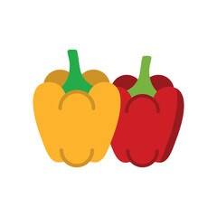 Bell pepper icon in red and yellow bright color for cooking, salad, and vegan diet visuals.