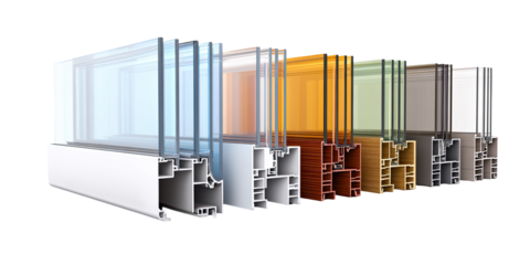 Colorful window profiles with multiple panes