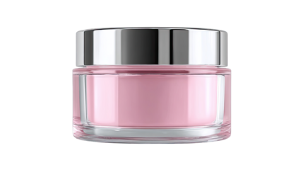 Pink cosmetic jar with chrome lid