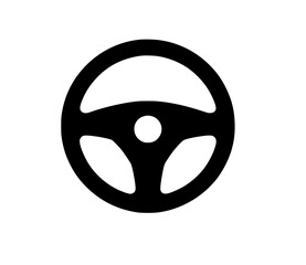 Black steering wheel icon with three spokes