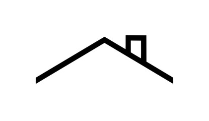 Fototapeta premium Minimalist black outline of house roof with chimney in bold stylized triangular shape
