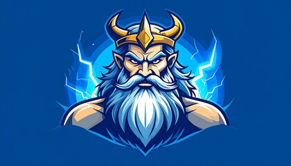 Powerful, bearded deity with crown