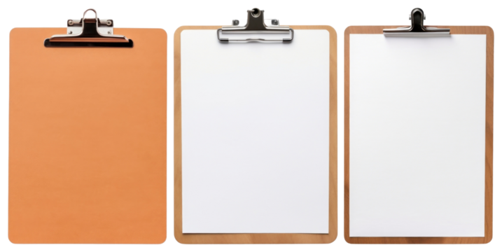 PNG Three clipboards with blank papers, element set on transparent background