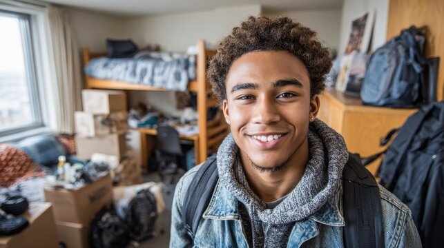 Student moving symbolizes transition, where young adults step into autonomy while adapting to shared spaces and daily duties.
