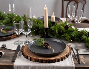 Festive Holiday Dinner Table Setting