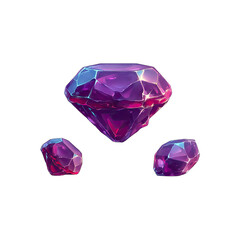Three purple gems, a large diamond, and two smaller stones