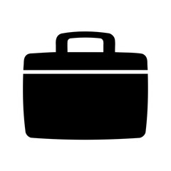 Simple black briefcase icon for business travel and professional career depiction