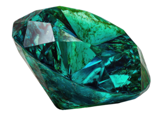 Emerald-cut gem, vibrant teal