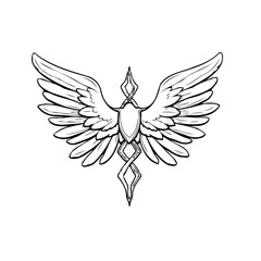 Intricate winged emblem design showcasing classic artistic flair offering a distinctive symbolic