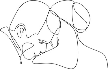 Abstract line drawing of a man and a woman in love
