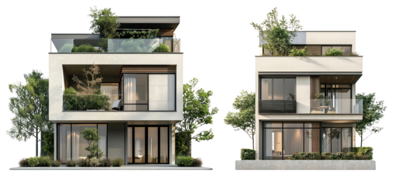 PNG Modern eco-friendly architectural design, element set on transparent background - Powered by Adobe