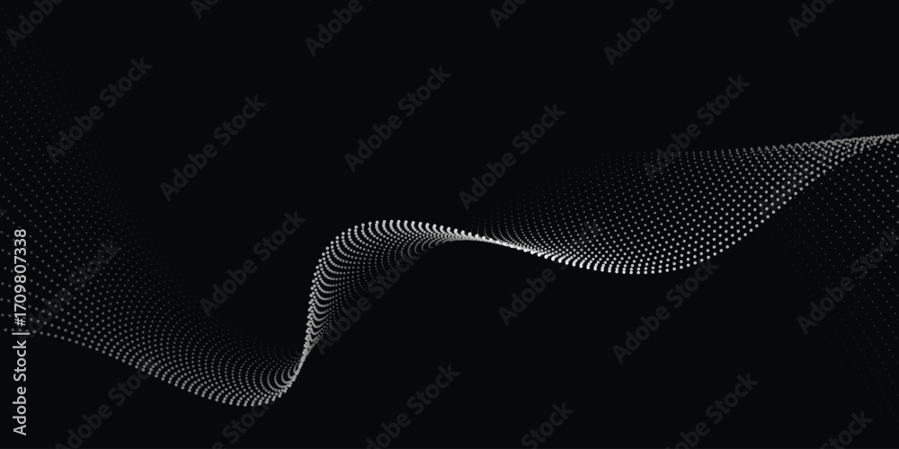 Wall mural dark abstract background with flowing particles. digital future technology concept. vector illustrat