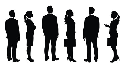 Silhouettes of business people standing in a row formal attire