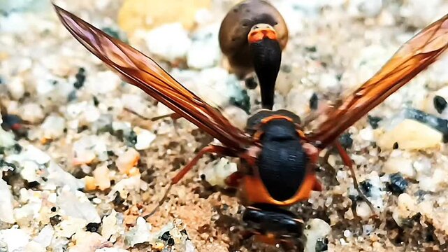 호리병벌의 활동 장면 매크로 영상