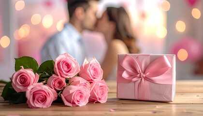 Romantic gift, bouquet of roses