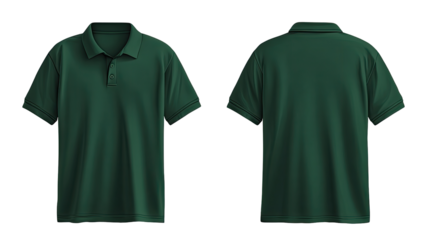 Dark green polo shirt, front and back views (1)