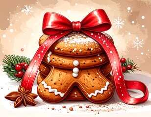 Festive Gingerbread Cookies Stack