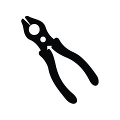 Black silhouette of lineman pliers or combination pliers on white background