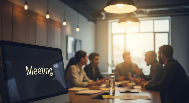 A business team having a serious discussion during a team meeting in a company conference room