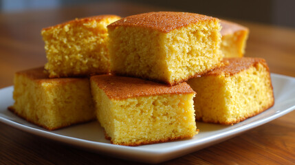 焼き上がった黄金色でふんわりとしたホームメイドのコーンブレッド